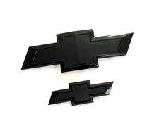 New 2021-2027 Suburban/Tahoe Front & Rear Gloss Black Bowtie Emblems Fit OEM picture