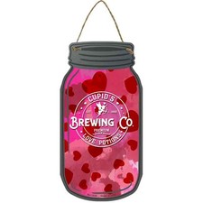 Cupids Brewing Co Love Potions Novelty Metal Mason Jar Sign picture