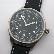 Rare Big Swiss Watch Men’s Military Marriage Wristwatch Steel Case Pilots WW2  picture
