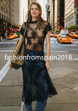 ZARA NEW WOMAN SEMI-SHEER ZW FLORAL LACE MAXI DRESS BLACK XS-XL 1223/201/800 picture