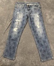 Vin Maurice's Women's Distressed Frayed Jeans with flower print Size 9-10 Y2K picture