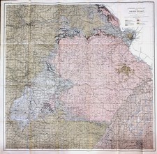 1901 OZARK Region MISSOURI - ARKANSAS Map Large 34x34 Inches ORIGINAL Geological picture