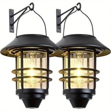 2-Pack Outdoor Waterproof Solar Lanterns with Mounting Kit - Modern Retro Style picture