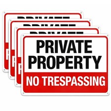4Pack No Trespassing Signs Private Property Metal Sign 10 x 7 In Aluminum picture