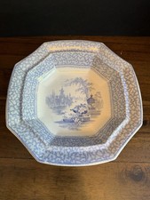 Antique G Phillips Longport Ironstone Blue Transferware Footed Bowl England picture
