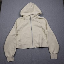 Lululemon Scuba Hoodie Womens XS/S Beige Oversized Full Zip Cropped Logo Jacket picture