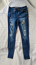 American Eagle Super Stretch High Rise Distressed Slim Blue Jegging Jeans 2 picture