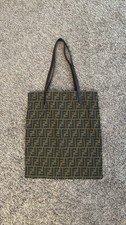 Fendi FF Zucca Canvas Leather Brown Foldable Shopper Tote Bag picture