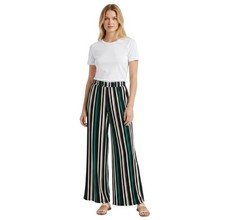 Alfani Women Pull On Wide Pants Striped Green Black Multicolored XL picture