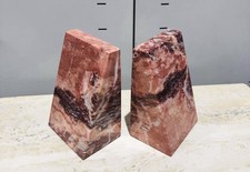 Vintage Modern Beautiful Red Pink Solid Marble Bookends picture