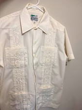 Guayabera Men’s Ivory Short-sleeved Embroidered Button-up Shirt picture