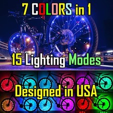 NEW Bicycle Bike Wheel Lights 7 COLORS in 1 LED String Fits any Spoke Rim Tires picture
