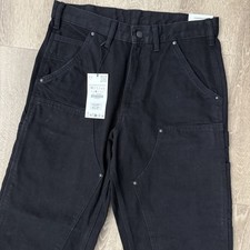 NEW Zara Carpenter Double Knee Canvas Baggy Pants Men’s 31x32 Black Cargo Pocket picture