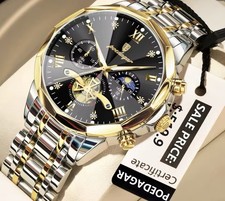 Poedagar Mens Luxury Watch Black Gold picture
