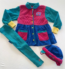 Vintage 90s Gymboree 3 Pc Jacket Leggings Hat Set Girls M Rainbow Tag HTF picture