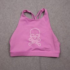 Lululemon Energy Bra Womens 6 Pink Skull High Neck Strappy Crossback Yoga Gym picture