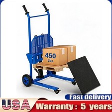 450lbs Hydraulic Lift Material Winch Stacker Pallet Dolly Removable Platform 36