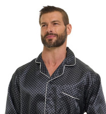 Mens Silk Satin Pajamas -PJ Set - BLACK CHECKER + ''5 DAY DELIVERY - USA Seller picture