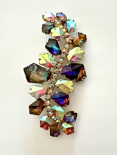 VTG. 1950's FRENCH ROGER JEAN PIERRE GAMMATIC SHAPE CRYSTAL & RHINESTONE BROOCH picture
