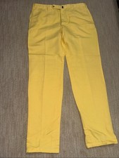 Incotex Chinolino Linen Cotton Trousers Men 36 Yellow Flat Front Italian picture