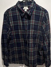 VTG L.L. Bean Relaxed Fit Plaid Flannel Button-Up Long Sleeve Multicolor XL picture