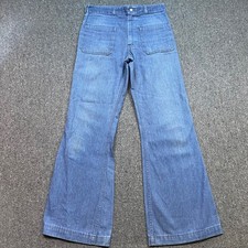 Seafarer Utility Trousers Sz 30 Mens Blue Vintage Nautical Flare Patch Pockets picture