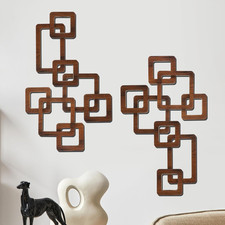 2 Pcs Wooden Mid Century Modern Wall Decor picture