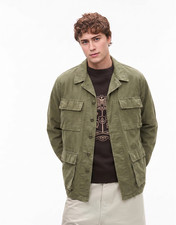 Tellason Jacket Mens Medium Green Cotton Military Field Utility Made In Italy picture