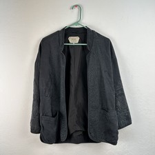 Zara Trafaluc Outerwear Open Jacket Embroidery Womens S Black Minimalist Indie picture