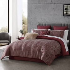 Hallmart Collectibles 12pc King Nylah Jacquard Bedding Set Red picture