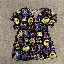 Disney Halloween Scrub Top Tricky Frankenstein Shirt  Adult Large picture