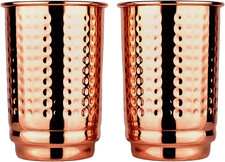 Healthgoodsin Pure Copper Tumblers Set of 2 - Hammered Copper Tumblers and Coppe picture