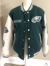 NWT Philadelphia Eagles NFL Varsity Letterman Jacket Green White Adult S picture