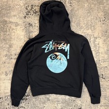 Stüssy 8 Ball Hoodie – Black Tie-Dye Style Graphic Pullover Sz Small Rare picture