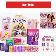 ELI&VAL First Period Kit for Tweens Girls 9-12 10-14 Pads & Wipes Pink picture