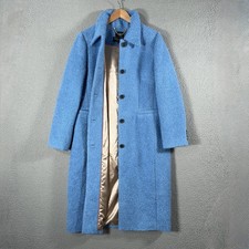J Crew Collection Italian Wool Boucle Coat Womens 12 A Line Topcoat Blue Jacket picture