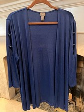Travelers by Chico's Open-Front Navy Sleeve-Detail Cardigan size XL picture