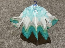 New~CHICO'S Size 2 Bahama Breeze Super Tunic Top SLV Pattern Tropical MSRP $99 picture