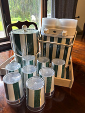 Vintage Kraftware Striped Insulated set w/tray picture