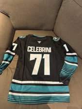 Macklin Celebrini San Jose Sharks Black Jersey Mens Size Small (46) picture