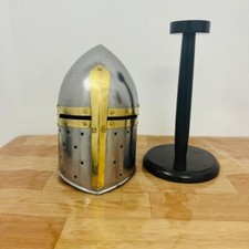 Authentic Looking  Templar Crusader Knight Armor Helmet & Free Wooden Stand Gift picture