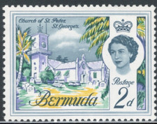 Bermuda #176 Mint NH 1962 Church of St Peter and Queen Elizabeth II picture