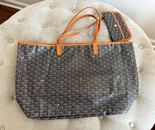 Goyard Large Tote Gray/Brown Goyardine Double Handles Silver Hardware Pouch XL picture