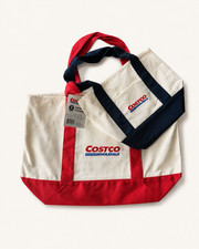 Costco Wholesale Exclusive 2 Pack Canvas Tote Bag Large Red Mini Navy IN HAND picture