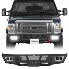 Off-Road Front Bumper For 2008-2026 Ford E350 w/Winch Plate & 4x 25W LED Lights picture
