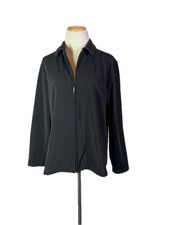 Chico's Design Size 2 (L) Black Full Zip Jacket Polyester picture