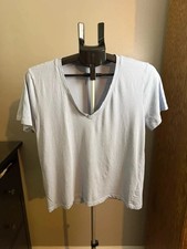 Madewell Size L Light Blue V-Neck Short Sleeve T-Shirt picture