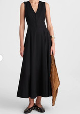 Madewell Yana Midi Dress Jet Black Sleeveless V-Neck Size 6 NWT picture