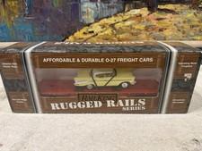 💙NEW Rail King Burlington flat with road legends 1957 chevy 33-7604~2 Items Car picture