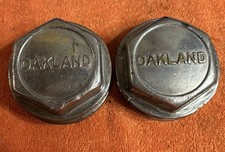 PAIR 1920’s 1930’s Vintage OAKLAND Wheel Grease Center Cap Hubcap Dust Cover #81 picture